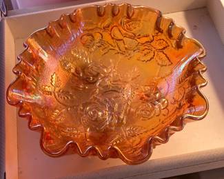 Large Footed Carnival Glass Bowl