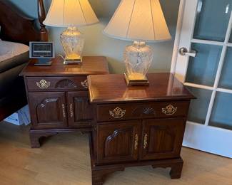 pair of nightstands and waterford table lamps