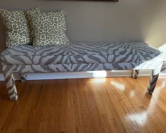 Upholstered bench and pillows