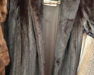Extra-long brown mink coat - size L - XL by Rosendorf/Evans furrier