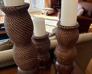 Woven candle holders - set of 3