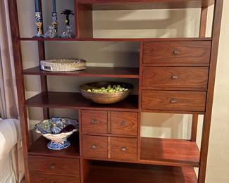 Bookcase wall unit with drawers - solid wood - MCM styling 