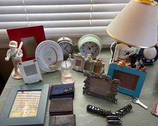 Desk clocks, wallets, and picture frames