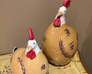ceramic chickens - set of 2
