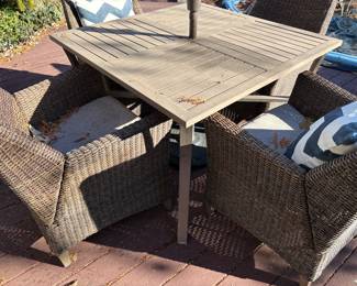 Another view of the square patio table and chairs - all season wicker