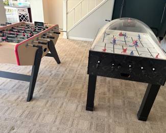 Harvard foosball table and Stick Bubble Hockey table