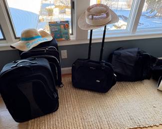 Luggage: wheeled and duffel carry-ons and sun hats - ready for your vacation