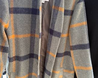 Wool sweater coat with fringe