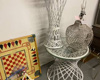 Russel Woodard side table and plant stand. 