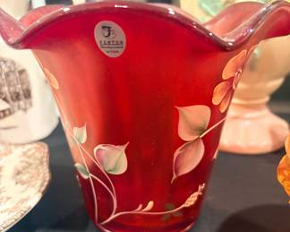 Fenton hand painted 100th anniversary vase