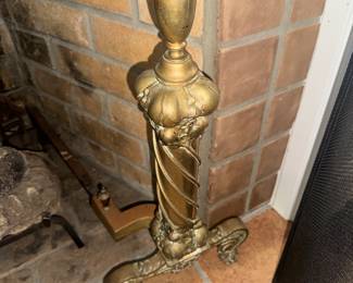 better detail, Rococo style fire guilt bronze Fireplace andirons (Pr)