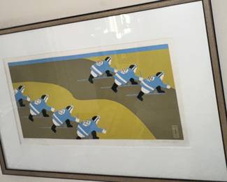 Frances Blakemore 1979 woodblock print RICE PLANTING #22/68 w/ seal on right bottom corner