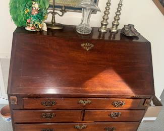 Old Walnut Slant front Secretary desk with all sorts of cubbyholes