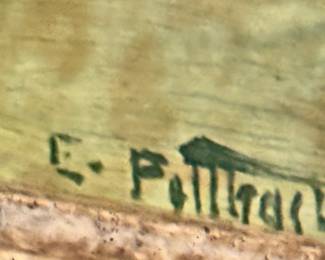 E. Fe? Signature on abstract beach.