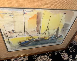 Framed Watercolor signed Henriette (Gudin)