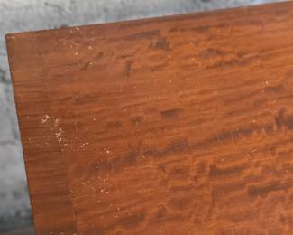 This lot features an antique George III style burr walnut serpentine chest of drawers that measures, 34” H x 38” W x 19” D.
