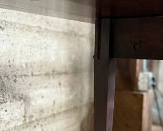 This lot features an antique George III solid mahogany game table. This table is in good overall condition, but does have one loose leg shown in photos. This table measures closed, 29” H x 19” W x 36” D and open, 29” H x 38” W x 36” D.
