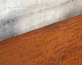 This lot features an antique George III style burr walnut serpentine chest of drawers that measures, 34” H x 38” W x 19” D.
