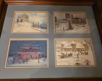 Framed vintage post cards of Canton Ohio landmarks