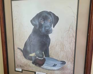 Black lab Puppy with 1887 Dodge Decoy by Carl Melichar