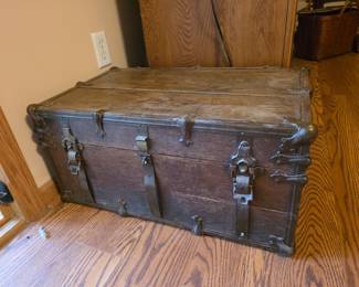 Antique wooden trunk.
