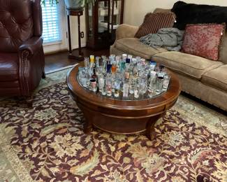 SHOT GLASS SELECTION, WOOL CARPET,COFFEE TABLE