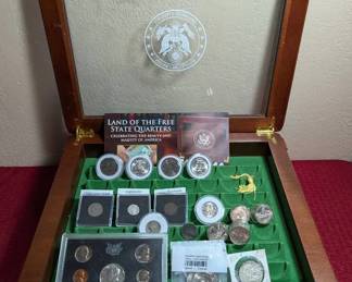 Variety Of Collectible US Coins Display Case