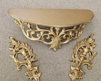 Syroco shelf and candlesticks