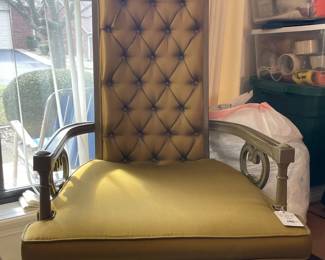 Olive Green Tall Back Armchairs