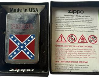 Rebel Confederate Zippo Lighter With Box 