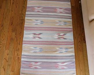 VINTAGE HAND WOVEN ZAPOTEC WOOL R UG