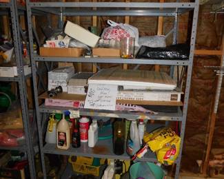 METAL SHELF AND YARD ITEMS