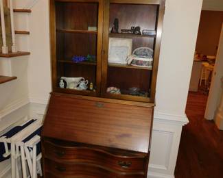 VINTAGE MAHOGANY SERPENTINE DROP FRONT SECTRETARY