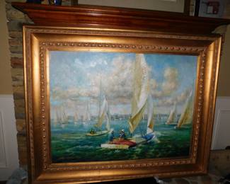 LARGE FRAMED ORIGINAL OIL PAINTING SIGNED HERTZ