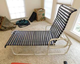 VINTAGE WROUGHT IRON BANDED CHAISE LOUNGE