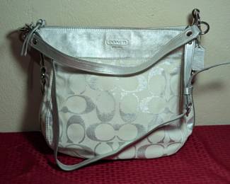 Coach Canvas Metallic Accent Hobo Bag