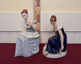 Royal Dux Bohemia Seated Lady Figurines