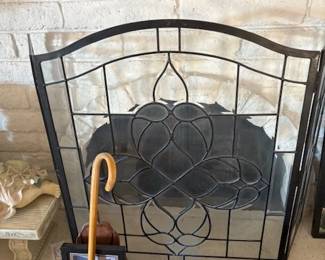 Beveled glass fireplace cover
