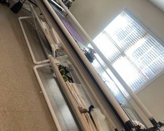 Quilting machine and all threads and anything to go with it will be sold together.  We will not be selling threads by themselves. 