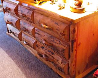 Amish Handcrafted Rustic Log 9-Drawer Dresser