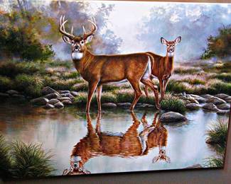 "Tranquil Waters" Whitetail Deer Gallery Wrapped Canvas by Artist Rosemary Millette. 