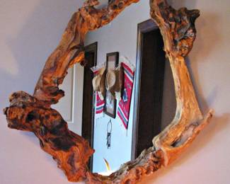 This is a Unique, Handmade Mirror Featuring a Natural, Sculptural Driftwood Frame Perfect for Spa or Natural Decor