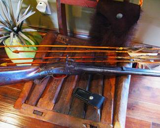 Antique Double Barrel Musket / Antique Native American Arrows