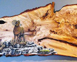 Ray Wayne Waddoups Wood Carved Bighorn Sheep