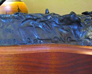 Bronze Sculpture Signed Art Long 