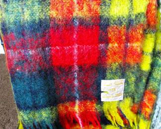 Hudson Bay Blanket Made in Scotland, Vintage Mohair and Wool