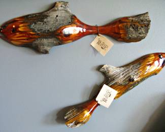 Artist Signed Cedar Wood Fish Wall Art Sculpture