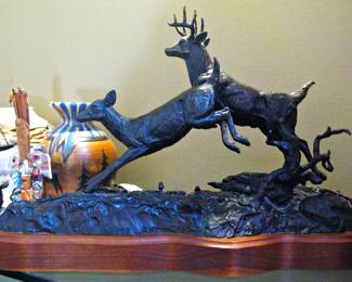 Bronze Sculpture Signed Art Long 