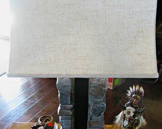 Stone Lamp with Rectangular Shade