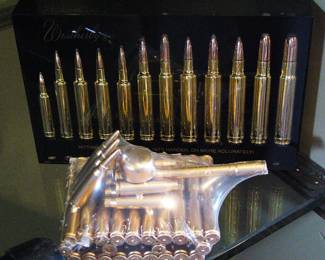 Weatherby – Black Lucite Cartridge Block / Tank Made from Cases (Great for the Ammunition Collector)